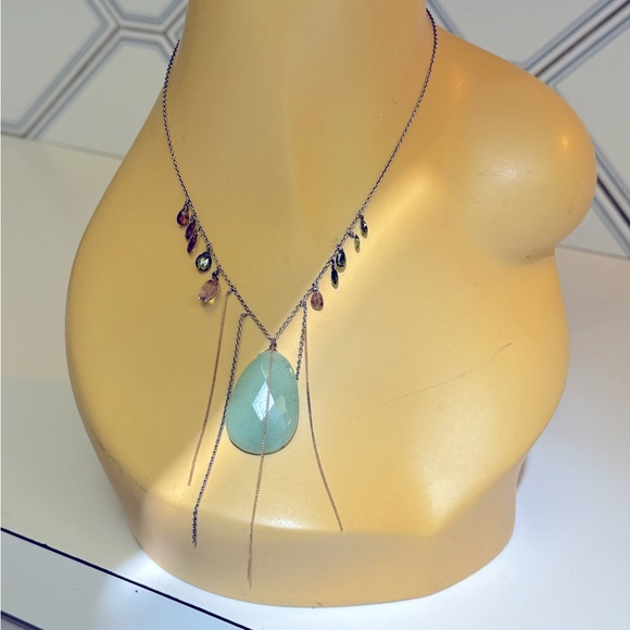 Alexis Bittar Sterling Silver~faceted Jade/Jadeite pendant